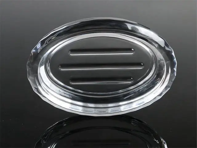 Alt view image 5 of 6 - Glass Soap Dish for Bathroom Countertop, Shower, Kitchen Sink, Oval Heavy Bar Soap Holder with Raised Ridges, Transparent, 1 Pack