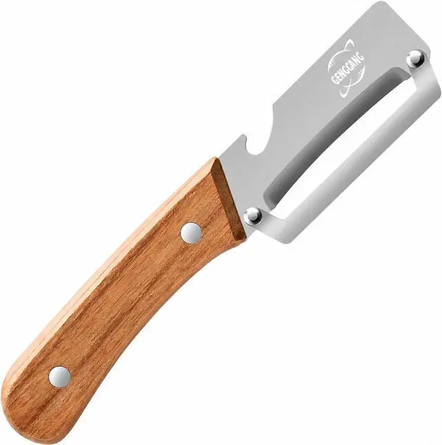 Main image of MultiFunctional Vegetable Peeler, Non-Slip Wooden Handle with Sharp Stainless Steel Blade, Built-in Bottle Opener - Perfect Kitchen Peeler For Veggie, Fruit, Potato, Carrot, Apple