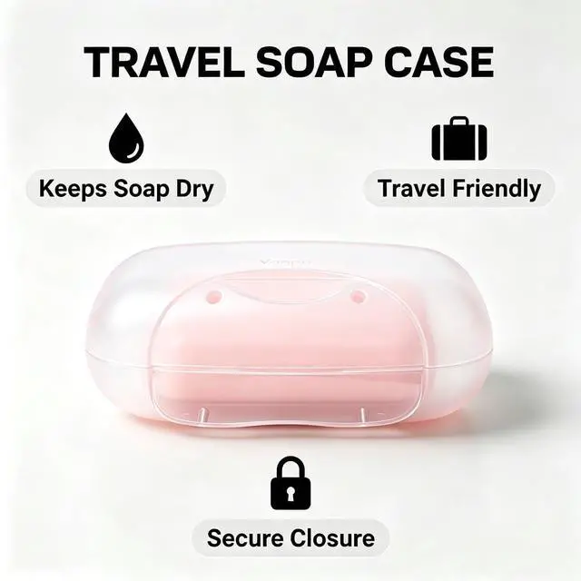 Alt view image 3 of 7 - Travel Soap Case Soap Dish Bar Holder Container Box for Shower Bathroom Outdoor Trip Gym Camping School Vonpri (Without Bag Clear)