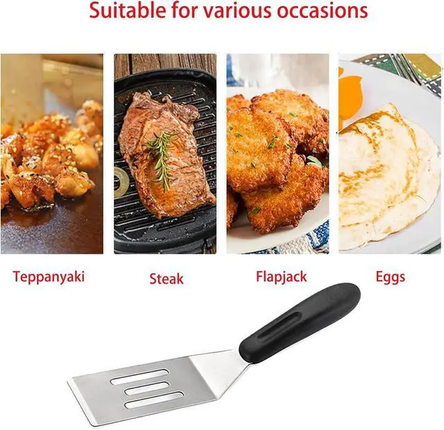 Alt view image 3 of 7 - Small Metal Spatula, Stainless Steel Mini Turner for Baking(1) | Brownie, cookie, lasagna, pancakes & cake. Cutter & serve turner. Flipping & cooking. Durable professional grade.