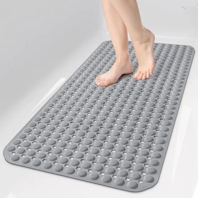 Main image of OTHWAY Bath Tub Shower Mat Non Slip, Bathtub Floor Liner Mats for Inside Shower Bathroom, Suction Cups and Drain Holes for Feet Scrubbing, Machine Washable, Soft on Feet, 35x16 Inch, Grey
