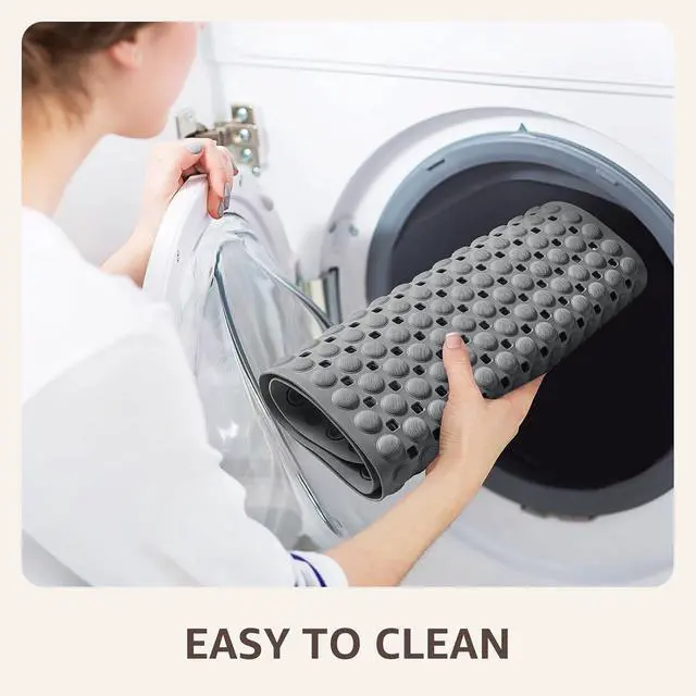 Alt view image 6 of 7 - OTHWAY Bath Tub Shower Mat Non Slip, Bathtub Floor Liner Mats for Inside Shower Bathroom, Suction Cups and Drain Holes for Feet Scrubbing, Machine Washable, Soft on Feet, 35x16 Inch, Grey
