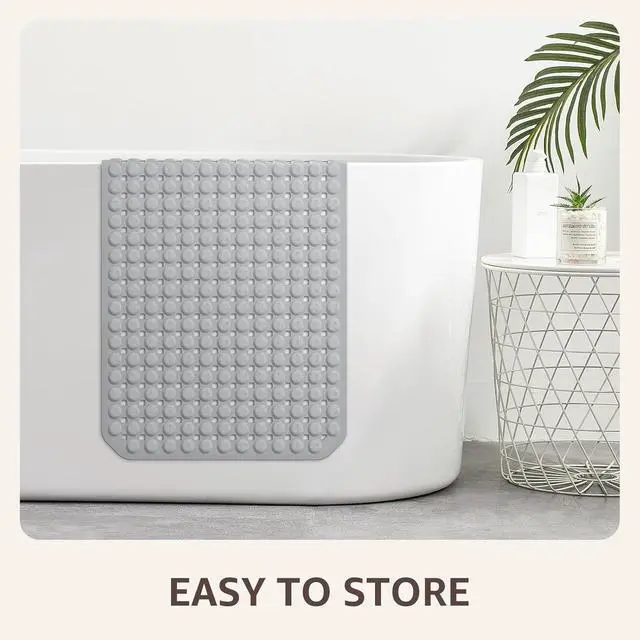 Alt view image 7 of 7 - OTHWAY Bath Tub Shower Mat Non Slip, Bathtub Floor Liner Mats for Inside Shower Bathroom, Suction Cups and Drain Holes for Feet Scrubbing, Machine Washable, Soft on Feet, 35x16 Inch, Grey