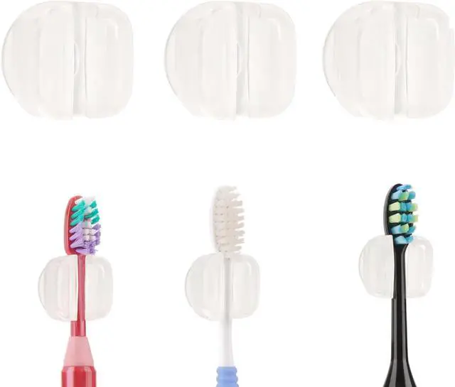 Main image of 6 PCS Suction Cup Toothbrush Holder for Mirror, Electric Toothbrush Head Hanger Wall Mounted for Bathroom, Waterproof Multifunctional Hook for Towel, Key and Razor Clear