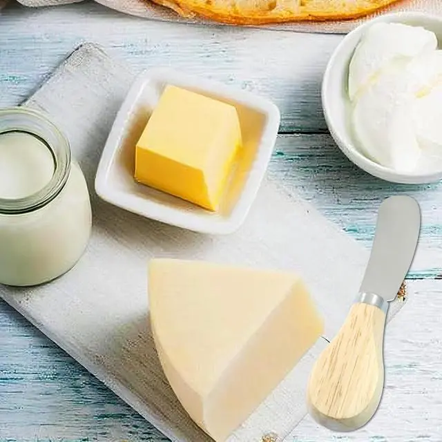 Alt view image 2 of 5 - 6Pcs Cheese Spreader Knives Stainless Steel | Wooden Handle, For Cheese, Cream, Jam, Peanut Butter Spreader