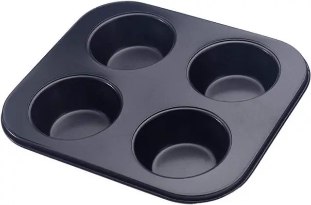 Main image of EKDJKK 4-Hole Muffin Pan, Bakeware Non-stick Cupcake Baking Pan Mini Pie Pans, Heavy Duty Carbon Steel Muffin Tray Standard Baking Mold Pan for Oven Baking
