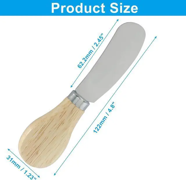 Alt view image 4 of 5 - 6Pcs Cheese Spreader Knives Stainless Steel | Wooden Handle, For Cheese, Cream, Jam, Peanut Butter Spreader