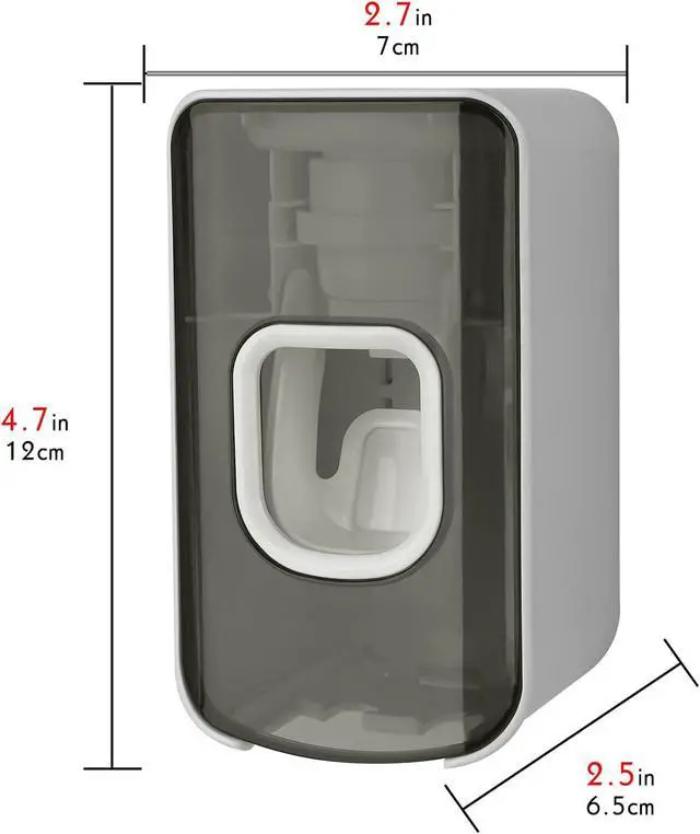 Alt view image 2 of 6 - 2 Slot Toothbrush Holder and Toothpaste Dispenser Wall Mounted, Automatic Toothpaste Squeezer, 2 in 1 Tooth Brush Toothpaste Organizer for Shower (Grey)