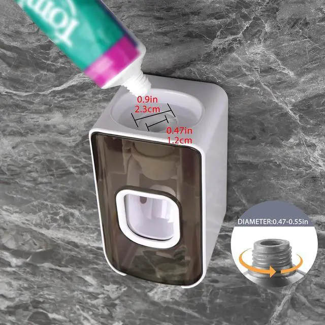 Alt view image 3 of 6 - 2 Slot Toothbrush Holder and Toothpaste Dispenser Wall Mounted, Automatic Toothpaste Squeezer, 2 in 1 Tooth Brush Toothpaste Organizer for Shower (Grey)