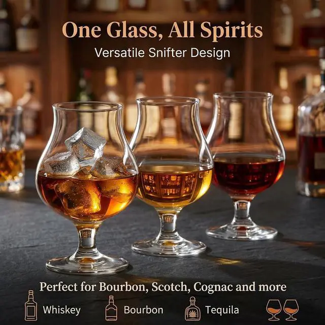 Alt view image 2 of 7 - DeeCoo® 2 Pack Crystal Whiskey, Bourbon, Scotch Glasses, Wine Tasting Glasses 7 oz, Shot Glasses Set Old Fashioned Brandy Snifter Glass for Liquor Tequila Gin Cognac Vodka Cocktai, Gift for Men Father