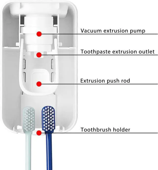 Alt view image 6 of 6 - 2 Slot Toothbrush Holder and Toothpaste Dispenser Wall Mounted, Automatic Toothpaste Squeezer, 2 in 1 Tooth Brush Toothpaste Organizer for Shower (Grey)