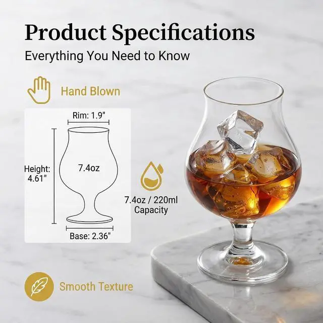 Alt view image 5 of 7 - DeeCoo® 2 Pack Crystal Whiskey, Bourbon, Scotch Glasses, Wine Tasting Glasses 7 oz, Shot Glasses Set Old Fashioned Brandy Snifter Glass for Liquor Tequila Gin Cognac Vodka Cocktai, Gift for Men Father
