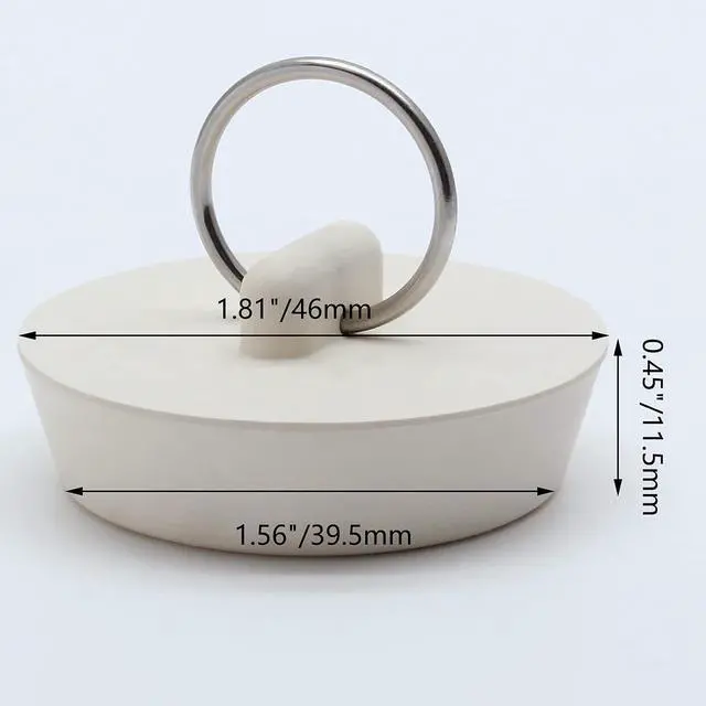 Alt view image 2 of 7 - Bonsicoky Rubber Drain Stopper, 1-5/8 to 1-3/4 Inch, White, 2Pcs | Bathtub Drain Plug, With Hanging Ring, For Kitchen and Bathroom