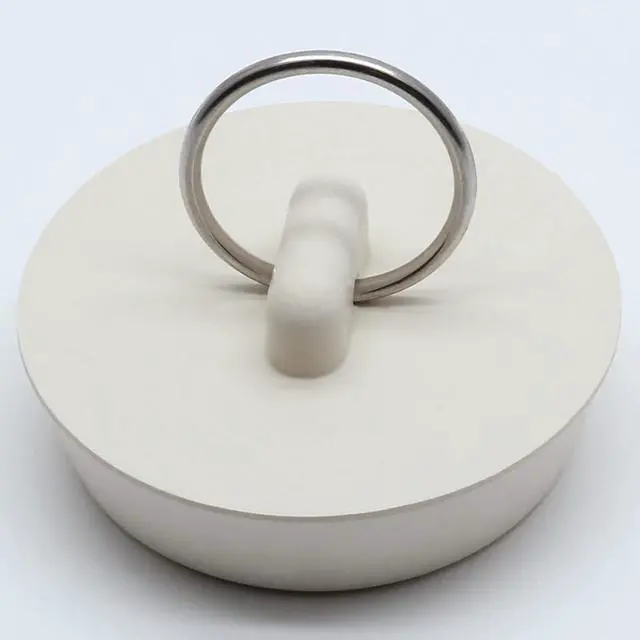 Alt view image 3 of 7 - Bonsicoky Rubber Drain Stopper, 1-5/8 to 1-3/4 Inch, White, 2Pcs | Bathtub Drain Plug, With Hanging Ring, For Kitchen and Bathroom