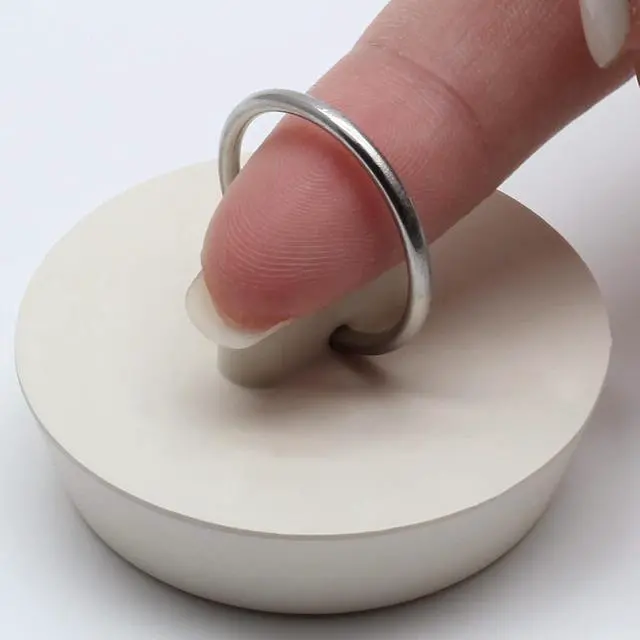 Alt view image 5 of 7 - Bonsicoky Rubber Drain Stopper, 1-5/8 to 1-3/4 Inch, White, 2Pcs | Bathtub Drain Plug, With Hanging Ring, For Kitchen and Bathroom