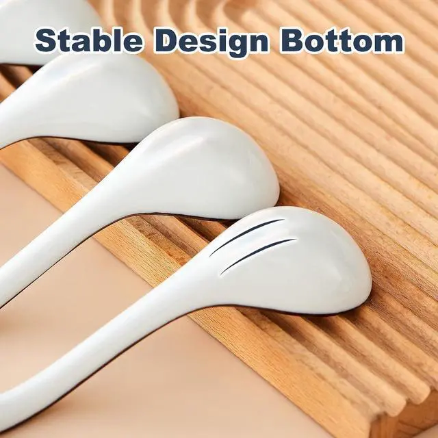 Alt view image 6 of 7 - Ceramic Asian Soup Spoons, Easy to Hold, Long Handle Perfect Depth Spoon Set for Japanese Ramen Noodles, Chinese Dumpling, Pho, Miso, Wonton, Dishwasher Safe -Set of 4 - Blue