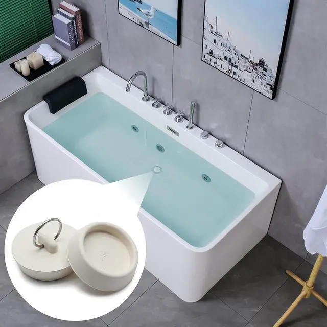 Alt view image 7 of 7 - Bonsicoky Rubber Drain Stopper, 1-5/8 to 1-3/4 Inch, White, 2Pcs | Bathtub Drain Plug, With Hanging Ring, For Kitchen and Bathroom
