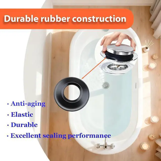 Alt view image 2 of 6 - 3 Pack Tub Drain Stopper Gasket, Stopper Bathtub Drain Gasket Replacement for tip Toe Style Drain cartridges(2-1/16 in. x 1 in. x 1/4 in)