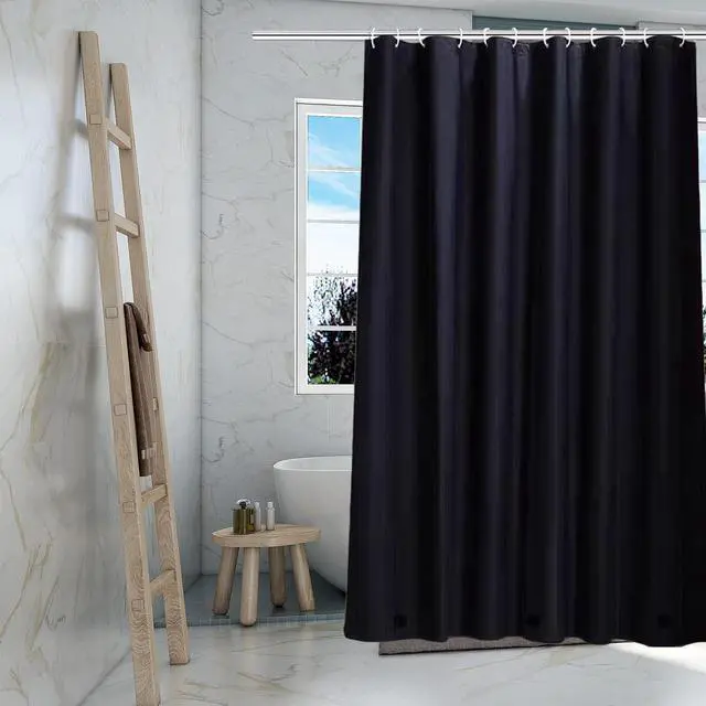 Main image of TIKABC Black Shower Curtain Liner, 4G PEVA Shower Liner, Plastic Waterproof Shower Curtains, 72x72 inch with Grommet Holes 3 Magnetic Weights(Black)