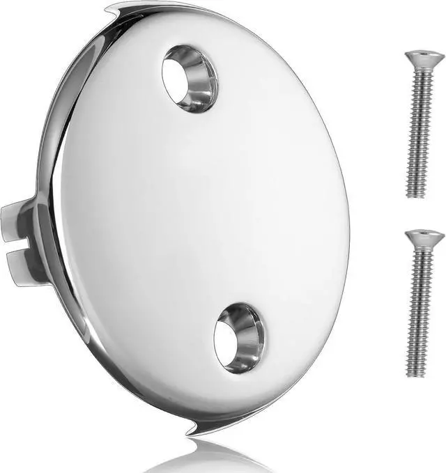 Main image of Universal Bathtub Overflow Cover, Two-Hole Overflow Drain Cover with Screws, Bathroom Tub Overflows Drain Plate Replacement for Most Bathtubs