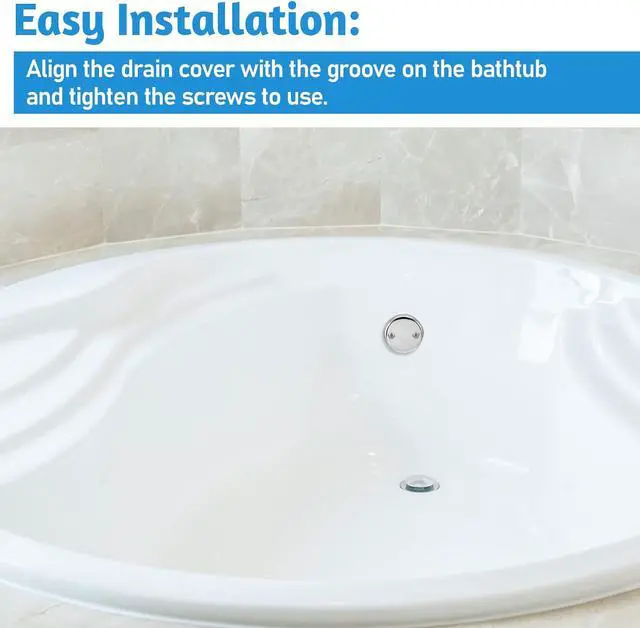 Alt view image 5 of 7 - Universal Bathtub Overflow Cover, Two-Hole Overflow Drain Cover with Screws, Bathroom Tub Overflows Drain Plate Replacement for Most Bathtubs
