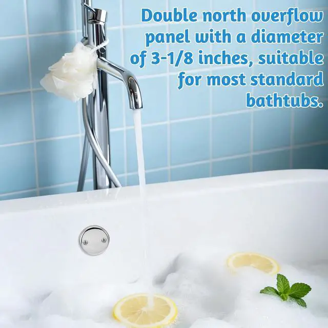 Alt view image 4 of 7 - Universal Bathtub Overflow Cover, Two-Hole Overflow Drain Cover with Screws, Bathroom Tub Overflows Drain Plate Replacement for Most Bathtubs