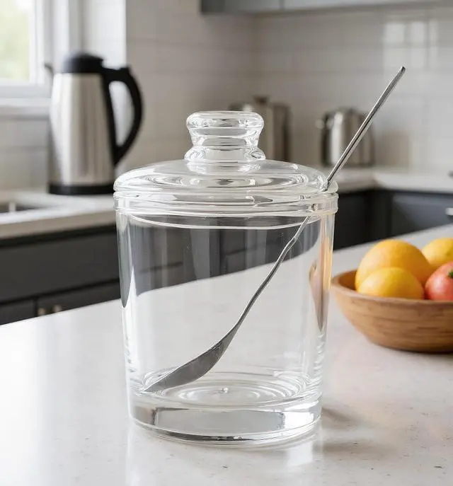 Alt view image 3 of 5 - Glass Sugar Bowl with Lid and Spoon | Airtight Classic Design for Sugar, Salt, Pepper & Spices | Essential Kitchen & Dining Table Storage Container