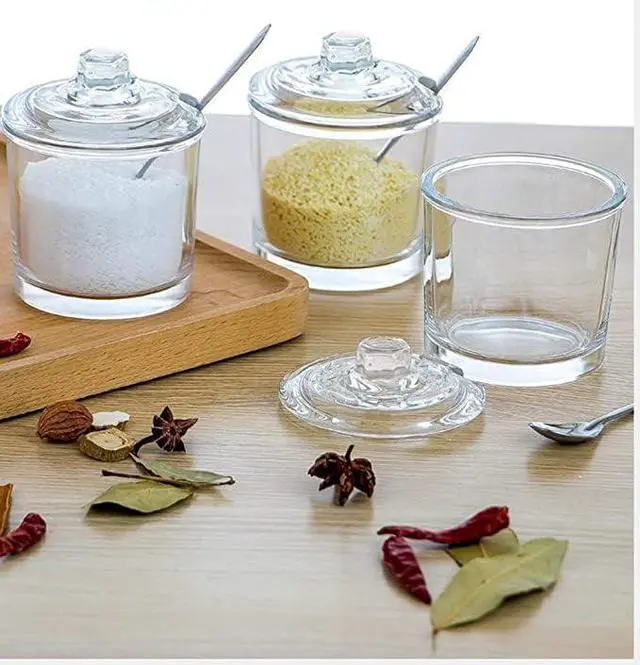 Alt view image 5 of 5 - Glass Sugar Bowl with Lid and Spoon | Airtight Classic Design for Sugar, Salt, Pepper & Spices | Essential Kitchen & Dining Table Storage Container