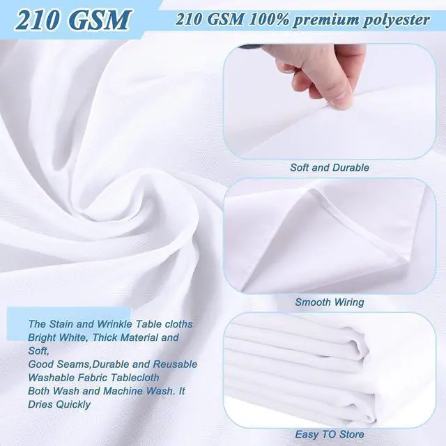 Alt view image 3 of 7 - Kesfey 2 Packs White Round Tablecloth 70 Inches White Polyester Table Cloths Circle Stain and Wrinkle Resistant Tablecloths for Round Tables Washable Fabric Table Covers for Wedding Banquet Parties