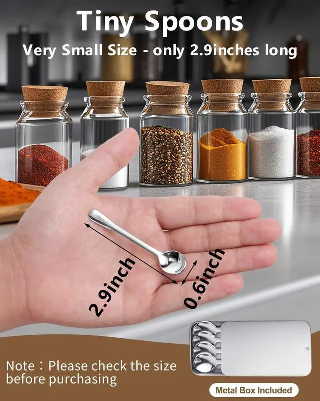 Alt view image 2 of 7 - 6PCS Tiny Spoons - Mini Stainless Steel Spoons 2.9 inch for Salt Jars Spice Jars, SUS 304 Food Grade Seasoning Spoon for Powder Spices, Pepper, Sugar, Coffee