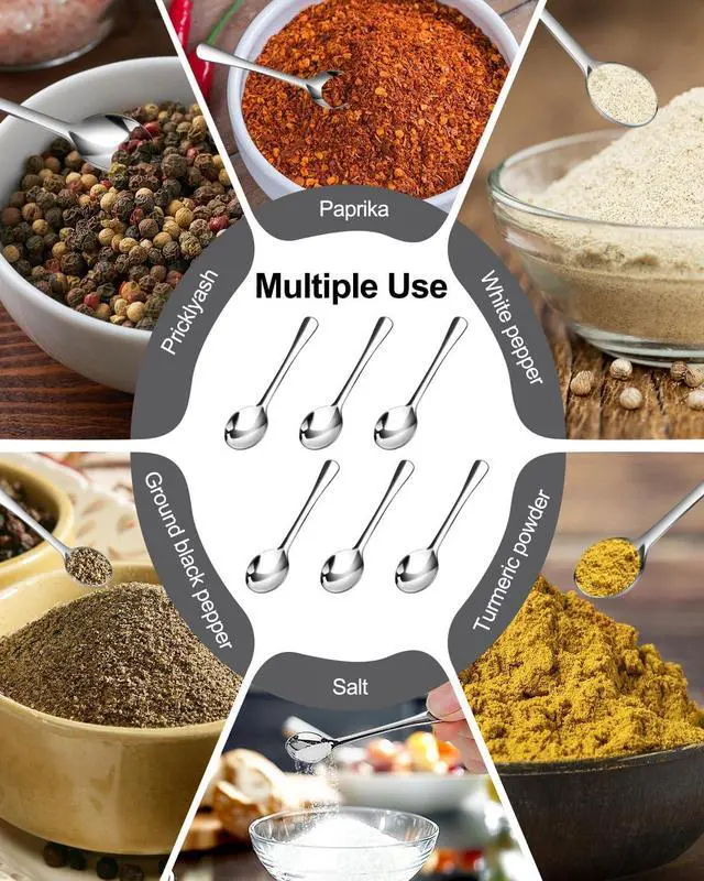 Alt view image 3 of 7 - 6PCS Tiny Spoons - Mini Stainless Steel Spoons 2.9 inch for Salt Jars Spice Jars, SUS 304 Food Grade Seasoning Spoon for Powder Spices, Pepper, Sugar, Coffee