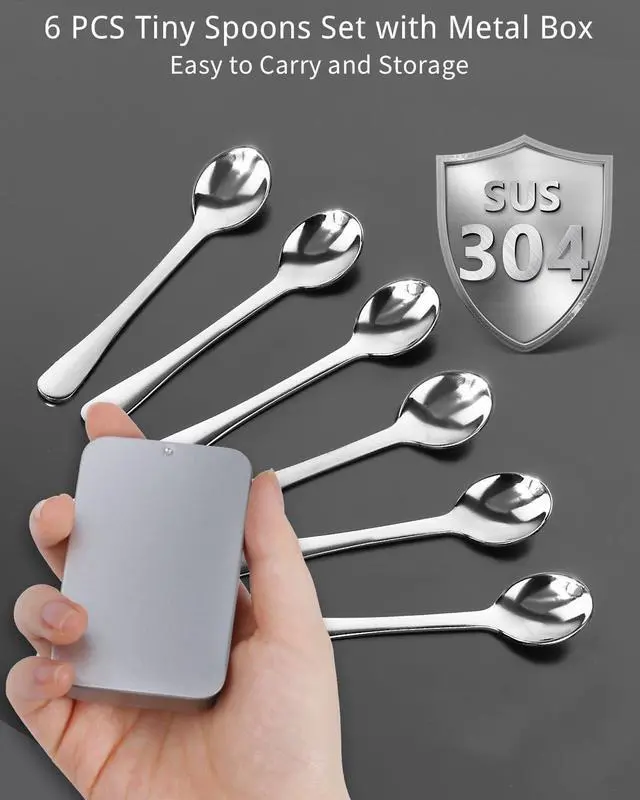 Alt view image 4 of 7 - 6PCS Tiny Spoons - Mini Stainless Steel Spoons 2.9 inch for Salt Jars Spice Jars, SUS 304 Food Grade Seasoning Spoon for Powder Spices, Pepper, Sugar, Coffee