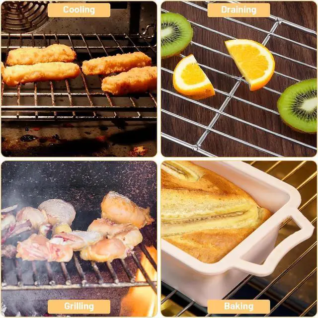 Alt view image 6 of 7 - Roasting Rack Stainless Steel Wire Rack for Baking Sheet 6.3 x 10.24 Inch Heavy Duty Wire Grate Oven Grill Oven Cooling Baking Racks with 4 Legs Rectangle Wire-Cooking Racks for Meat