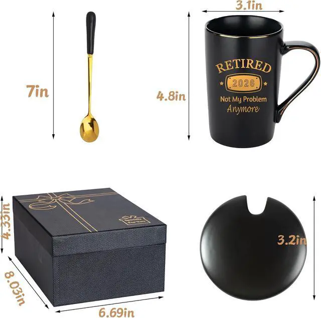 Alt view image 6 of 7 - Retirement Gift for Women Men, Best Gifts for Retirement, Retired 2026 Not My Problem Anymore Mug 14 OZ Matte Black