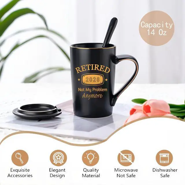 Alt view image 4 of 7 - Retirement Gift for Women Men, Best Gifts for Retirement, Retired 2026 Not My Problem Anymore Mug 14 OZ Matte Black