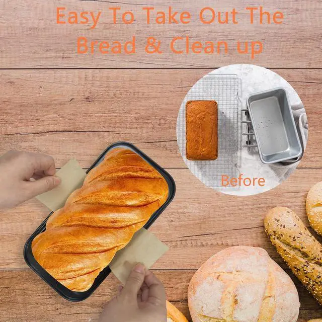 Alt view image 4 of 7 - 100 Pcs 8x4 in Loaf Pan Liners for Baking Bread Pan Parchment Paper | Disposable Non-Stick Bread Pan Liners, Pre Cut Unbleached Parchment Paper, Loaf Liners for Baking Toast Bread