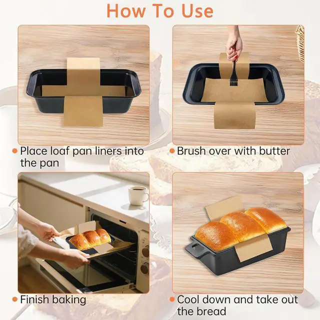 Alt view image 7 of 7 - 100 Pcs 8x4 in Loaf Pan Liners for Baking Bread Pan Parchment Paper | Disposable Non-Stick Bread Pan Liners, Pre Cut Unbleached Parchment Paper, Loaf Liners for Baking Toast Bread