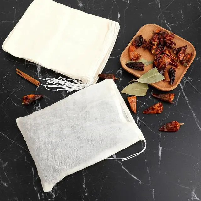 Alt view image 5 of 7 - Reusable Tea Bags for Loose Tea, 24Pcs 6x8 Inch Spice Bags for Cooking Muslin Tea-Bag Empty Cloth Sachet Bag with Drawstring