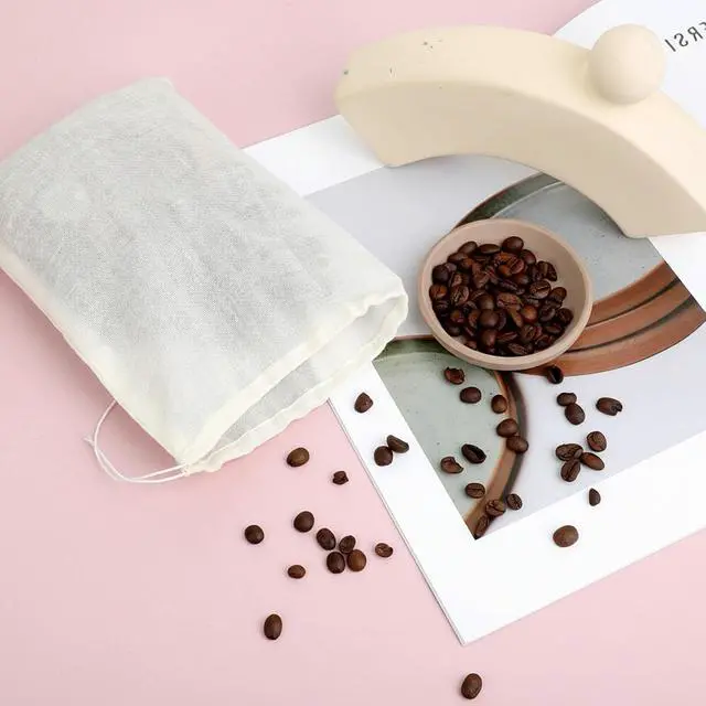Alt view image 6 of 7 - Reusable Tea Bags for Loose Tea, 24Pcs 6x8 Inch Spice Bags for Cooking Muslin Tea-Bag Empty Cloth Sachet Bag with Drawstring
