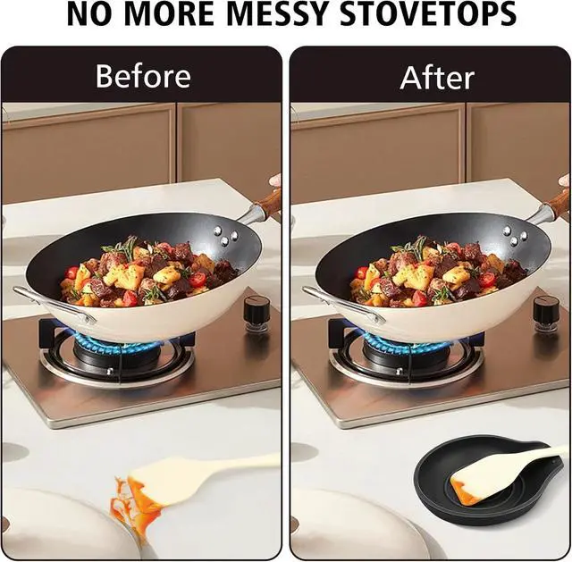 Alt view image 5 of 7 - VanlonPro Silicone Spoon Rest for Stove Top - BPA-Free, Heat-Resistant Spoon Holder - Spoon Rest for Kitchen Counter - Large Cooking Utensil Rest for Spoons, Spatulas, Ladles or Tongs - Black