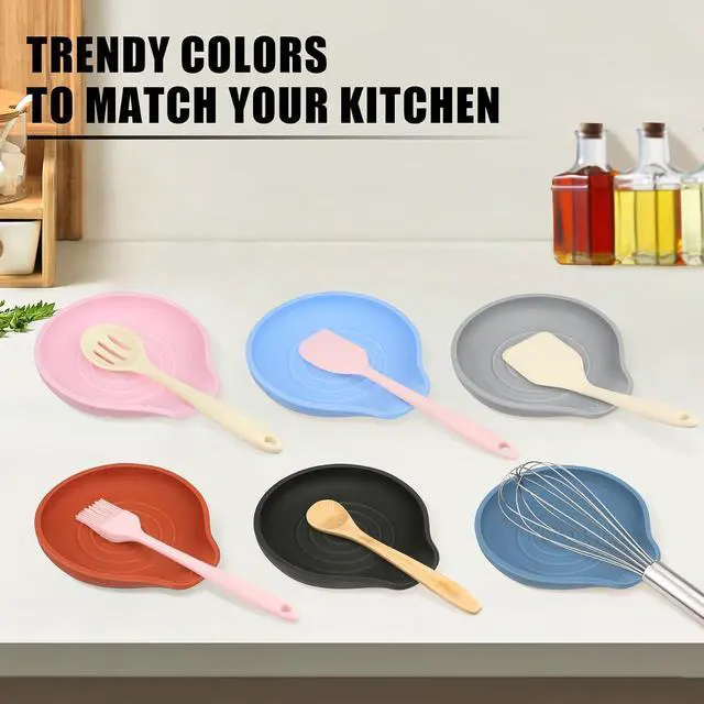 Alt view image 7 of 7 - VanlonPro Silicone Spoon Rest for Stove Top - BPA-Free, Heat-Resistant Spoon Holder - Spoon Rest for Kitchen Counter - Large Cooking Utensil Rest for Spoons, Spatulas, Ladles or Tongs - Black