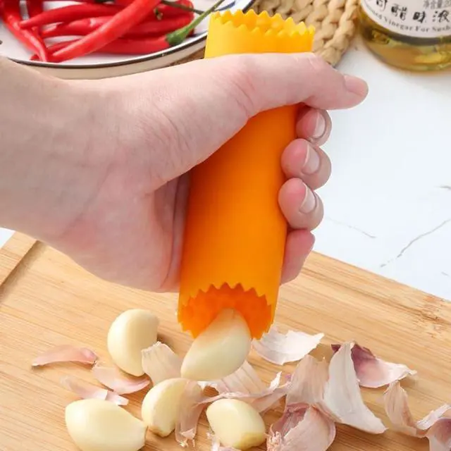 Alt view image 3 of 7 - 4Pcs Garlic Peeler Skin Remover Roller Keeper,Easy Quick to Peeled Garlic Cloves with Silicone Tube Roller Garlic Peeling Kitchen Tool(Red -2PCS/ Orange -2PCS)