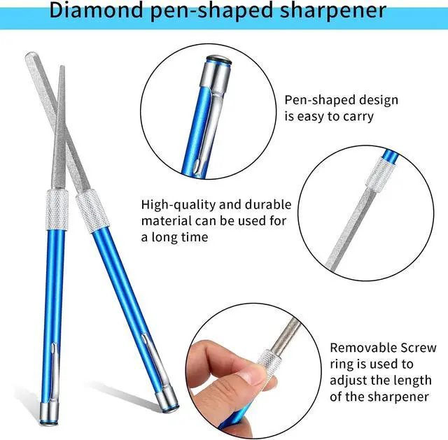Alt view image 3 of 7 - Serrated Knife Sharpener, Pocket Knife Sharpener with Retractable Diamond Sharpening Rod, Knife Sharpening Steel Rod Tool for Kitchen Outdoor Repairs Polishes Restores Serrated Stick Tools