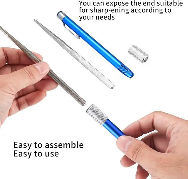 Alt view image 4 of 7 - Serrated Knife Sharpener, Pocket Knife Sharpener with Retractable Diamond Sharpening Rod, Knife Sharpening Steel Rod Tool for Kitchen Outdoor Repairs Polishes Restores Serrated Stick Tools