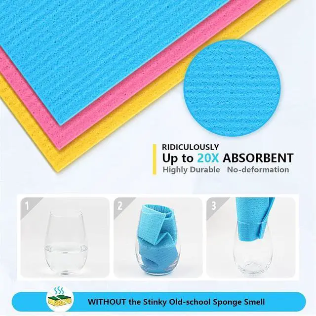 Alt view image 3 of 6 - AIDEA Swedish Dishcloths for Kitchen 10PK, Reusable Paper Towels 7"x6" | Swedish Dish Cloth for Washing Dishes, Sponge Cloths Kitchen, Absorbent Dish Rags, Swedish Dish Towels, Glasses Wipes