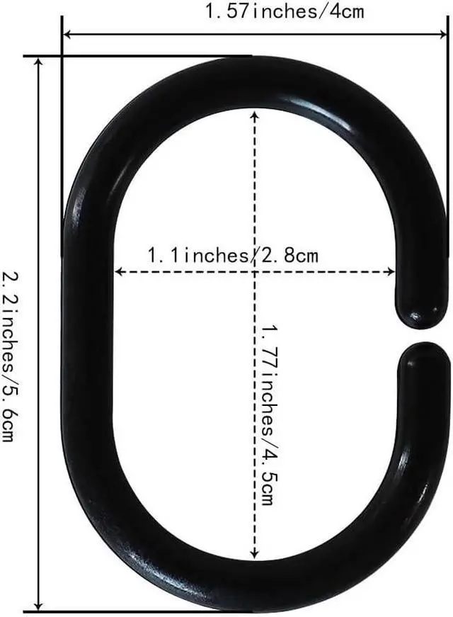 Alt view image 5 of 5 - Plastic Shower Curtain Hooks C Shape Shower Curtain Rings for Bathroom Shower Rod Window Curtains Hanger (Black, 12pack)