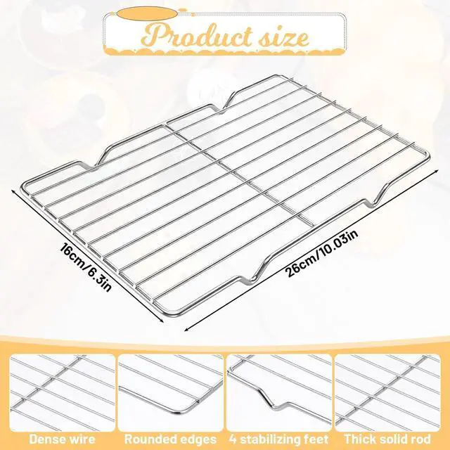 Alt view image 3 of 7 - Roasting Rack Stainless Steel Wire Rack for Baking Sheet 6.3 x 10.24 Inch Heavy Duty Wire Grate Oven Grill Oven Cooling Baking Racks with 4 Legs Rectangle Wire-Cooking Racks for Meat