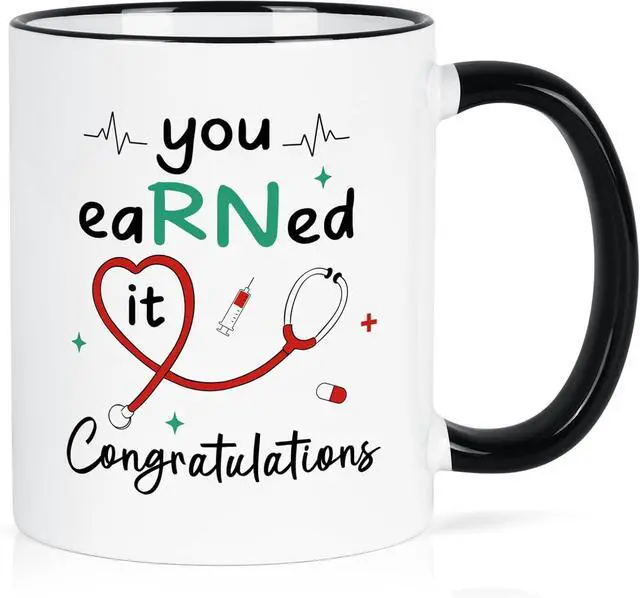 Main image of YHRJWN Nurse Graduation Gifts for Women, Nursing Medical School Graduation Gifts for Practitioner Medical Assistant Registered Nurses, RN Gift for Nurses, You Earned it Congratulations Mug11 Oz