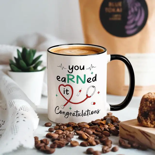 Alt view image 3 of 7 - YHRJWN Nurse Graduation Gifts for Women, Nursing Medical School Graduation Gifts for Practitioner Medical Assistant Registered Nurses, RN Gift for Nurses, You Earned it Congratulations Mug11 Oz
