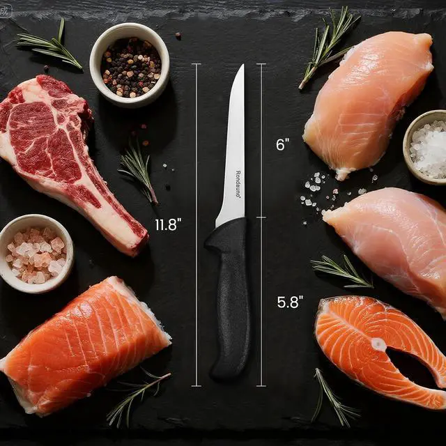 Alt view image 2 of 7 - Rondauno Boning Knife, Deboning Knife 6 in Razor Sharp Blade Cutting Meat | High Carbon Stainless Steel Blade, Ergonomic Non-Slip Handle